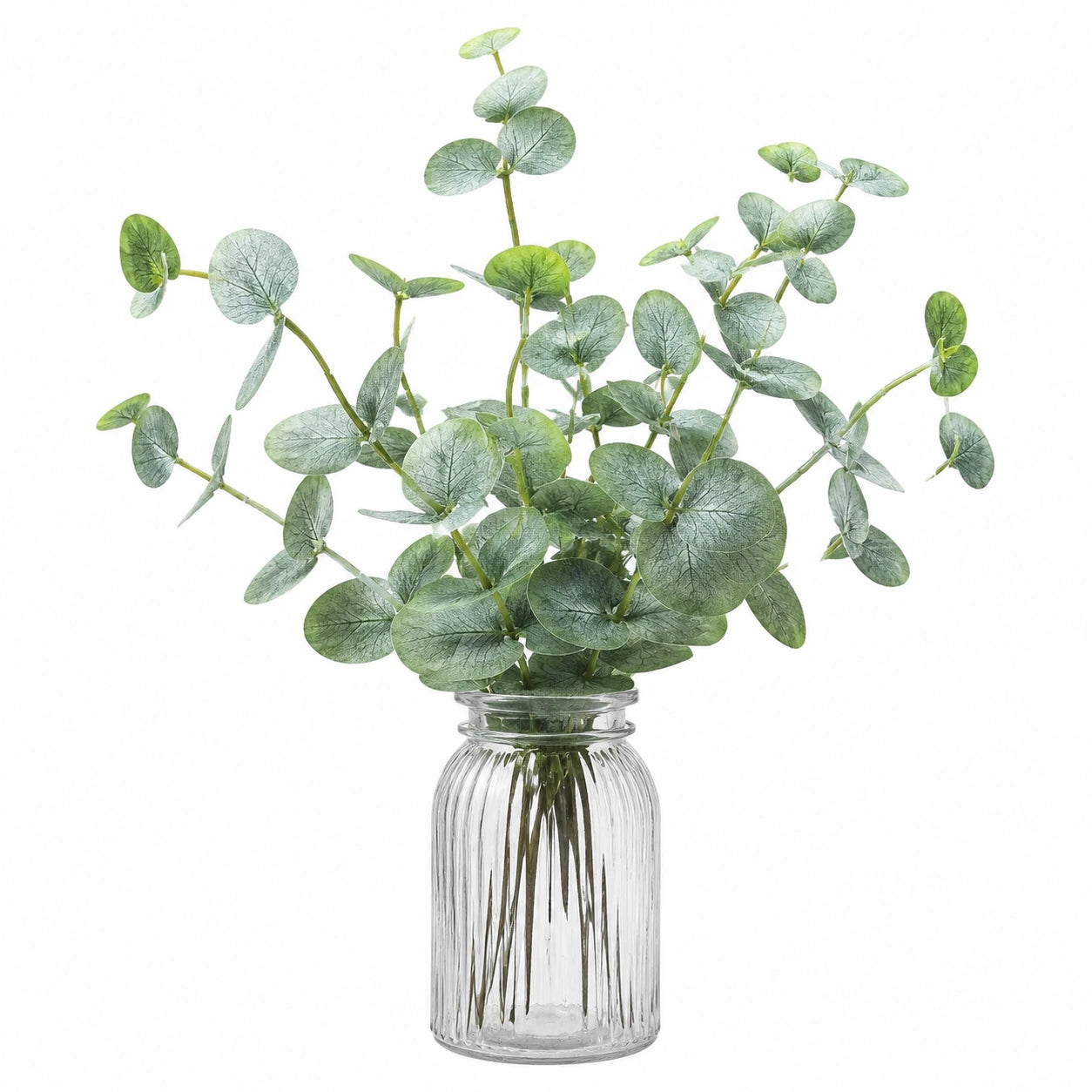 Eucalyptus Artificiel Vert avec Vase en Verre