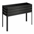 Jardinière Haute en Métal Noir avec Drainage Intégré
