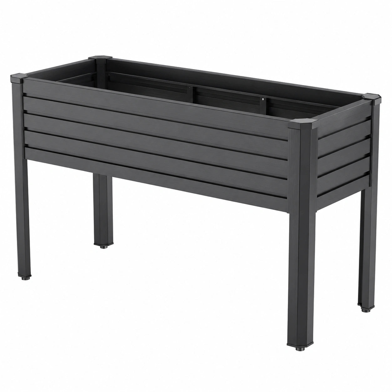 Jardinière surélevée extérieure noire avec système de drainage