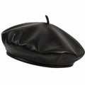 Béret Classique Noir en Simili Cuir