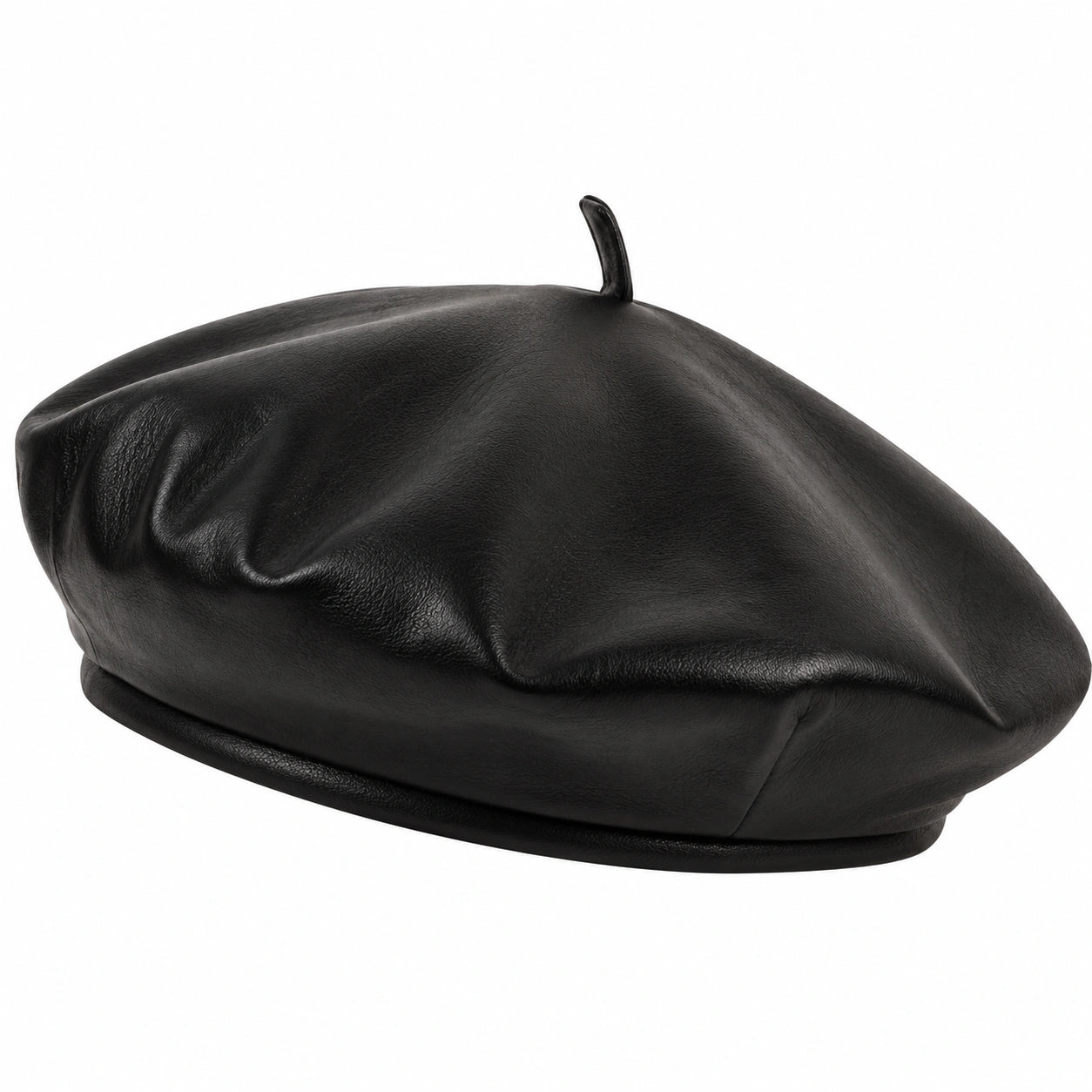 Béret Classique Noir en Simili Cuir