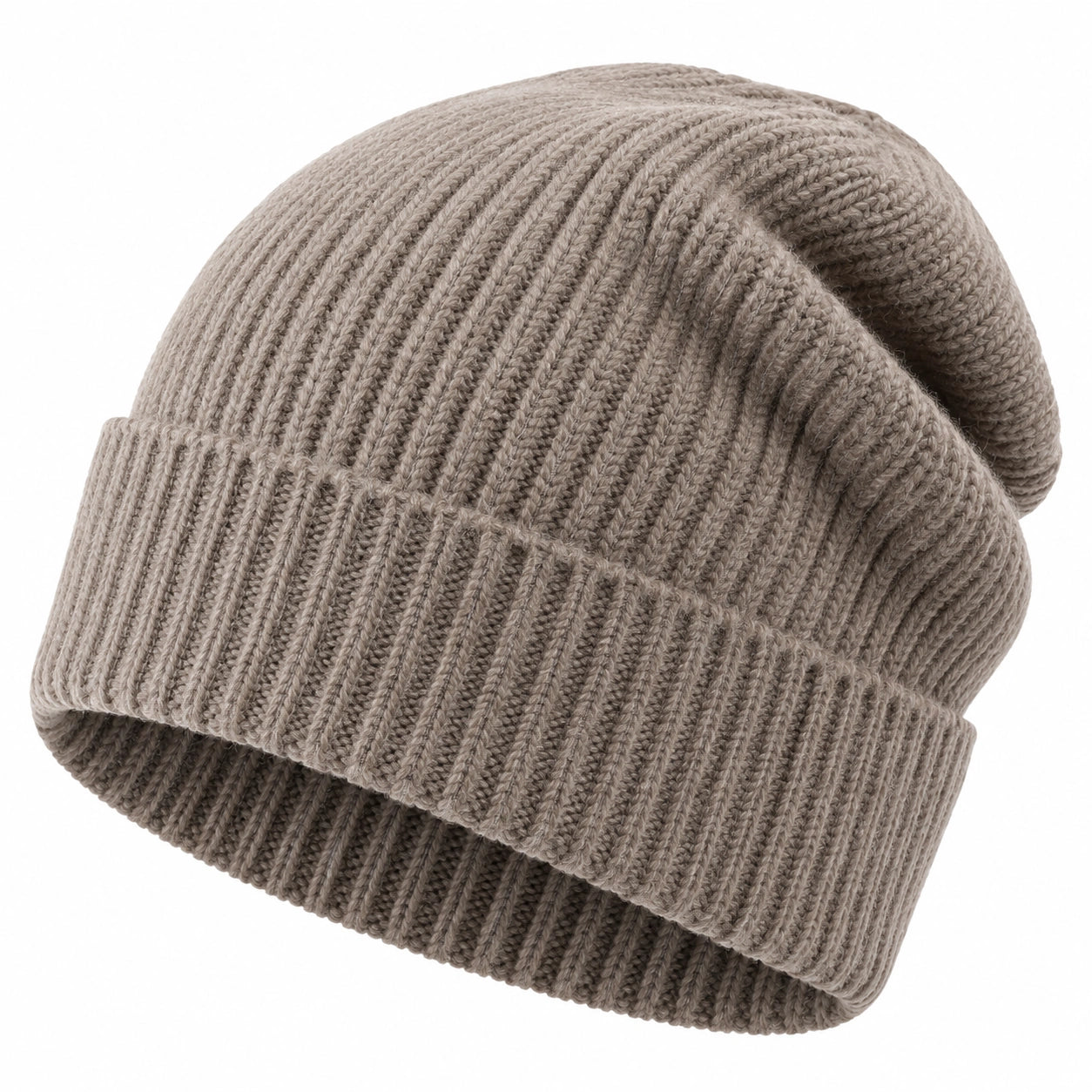 Bonnet côtelé extensible beige pour adulte