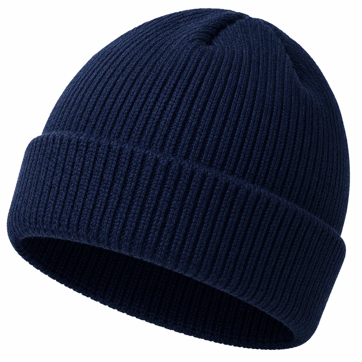 Bonnet côtelé hiver bleu marine élastique