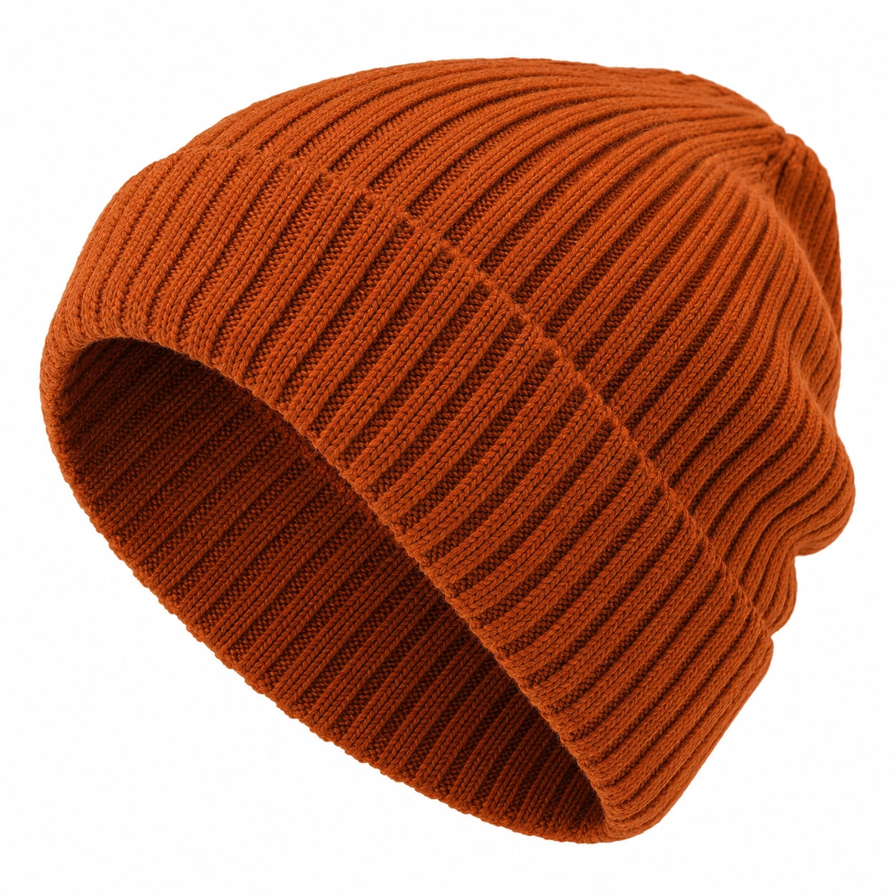 Bonnet Roulé Côtelé Orange Unisexe