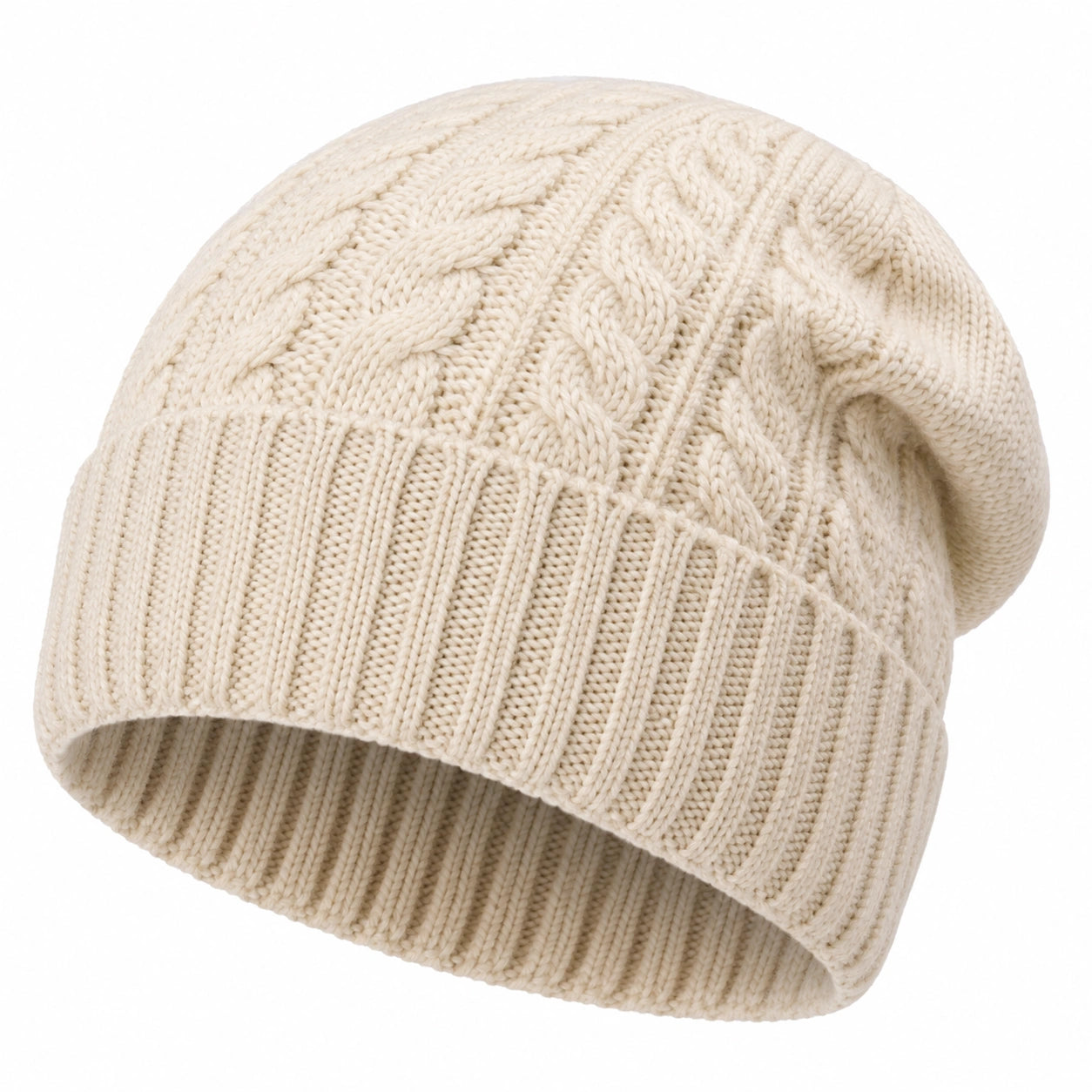 Bonnet torsadé beige unisexe pour adultes