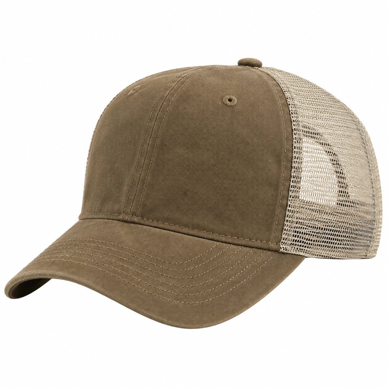 Casquette Trucker Brun et Beige avec Filet Mesh Réglable