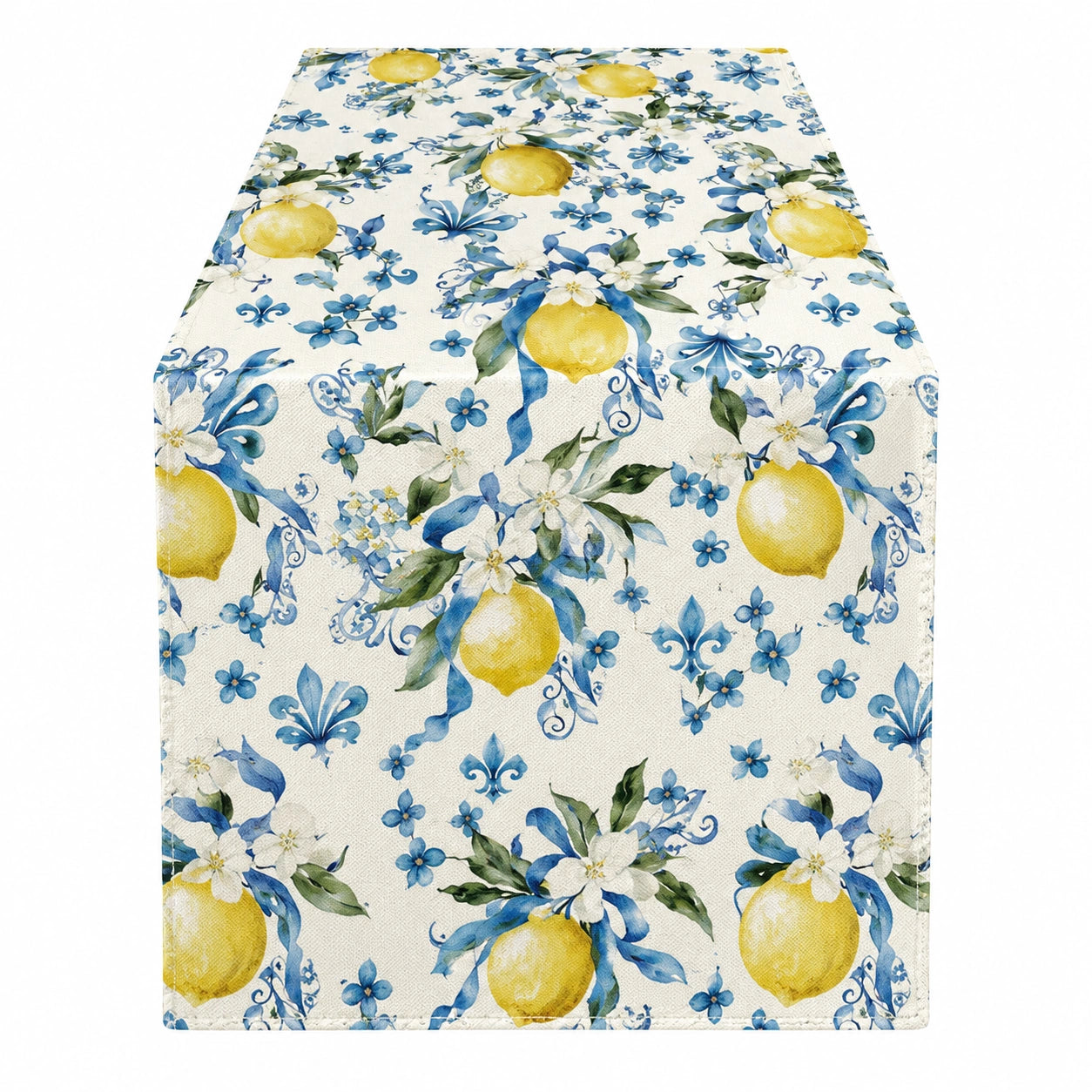Chemin de Table Citron et Fleurs 140x40 cm