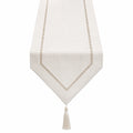 Chemin de Table Beige avec Pompon et Design Géométrique