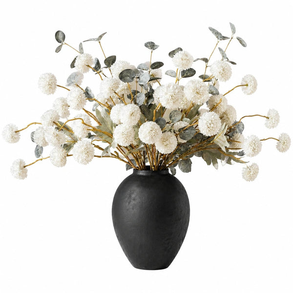 Bouquet de Fleurs Artificielles Élégantes avec Vase Noir