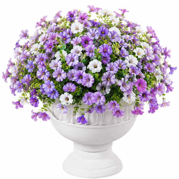 Arrangement Floral Artificiel Violet et Blanc avec Pot Décoratif