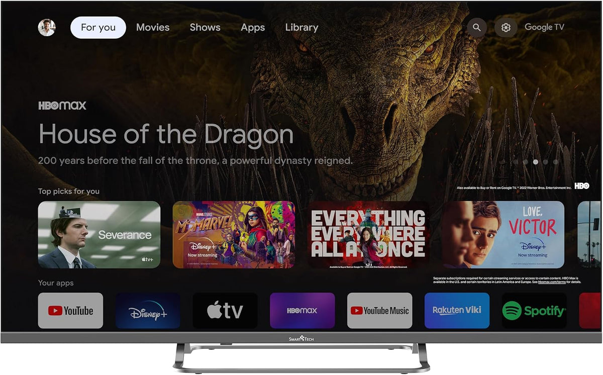 Smart Tech téléviseur, 100 cm, Noir, TV Full HD 40' ( ) 40FG01 V, Smart TV Google TV, Dolby Audio, CHROMECAST