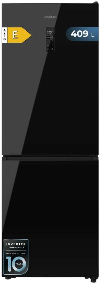 Cecotec réfrigérateur, 409 L, 185 cm, Noir, Combi No Frost Bolero CoolMarket Combi 409 Black Glass E. Hauteur