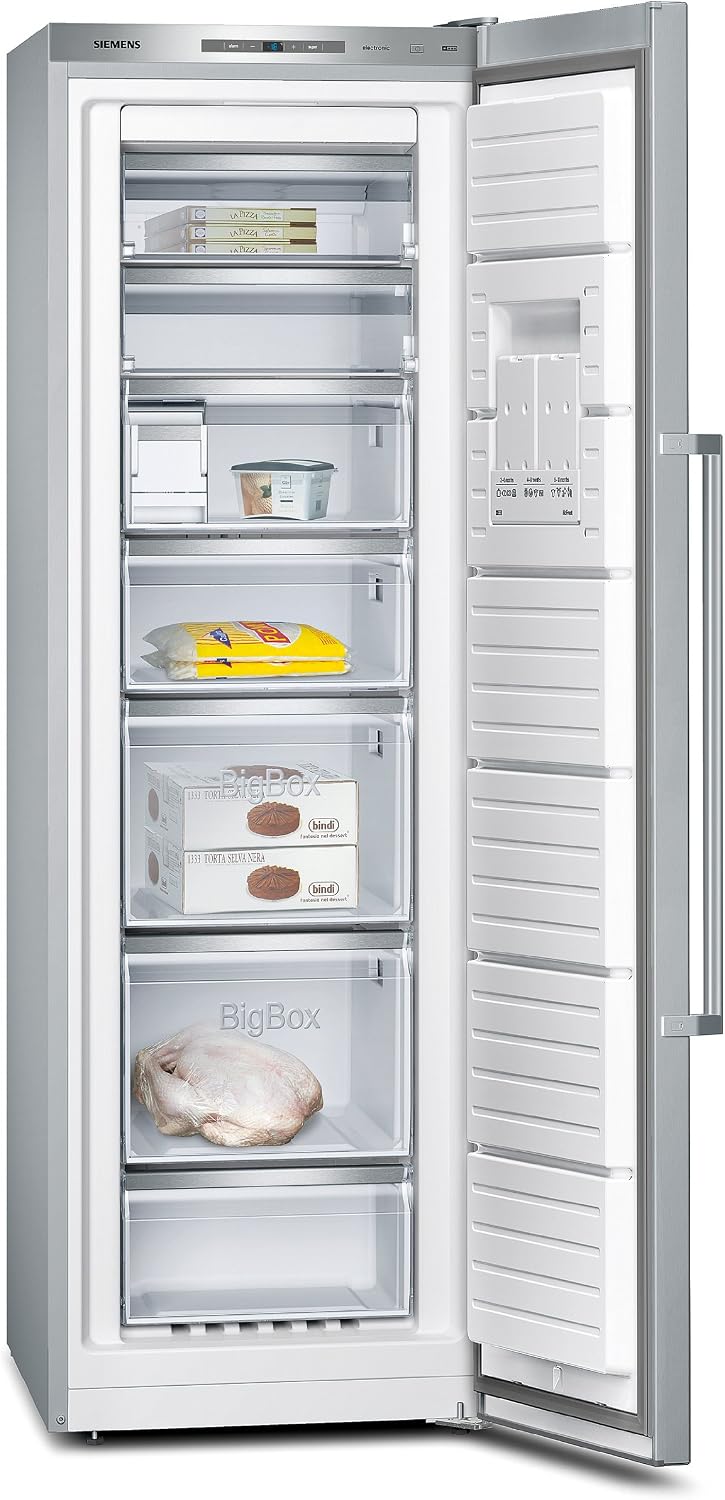SIEMENS Congélateurs, 237 litres, Argenté, GS36NAI31 Congélateur autonome A++ Effet acier inoxydable