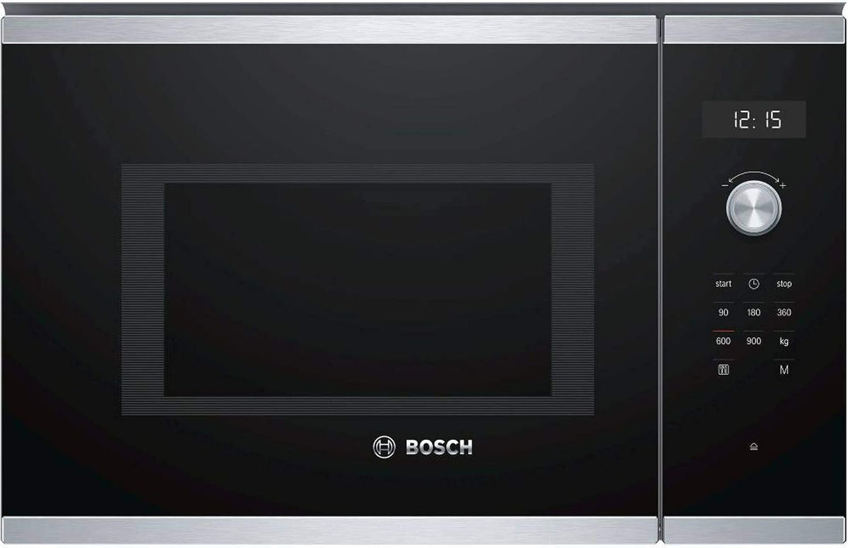 Bosch Classique, 59 x 38 cm, Argenté/Blanc, BFL554MS0 Série 6 - Micro-ondes, intégrable, Cavité en inox, Ecran LED