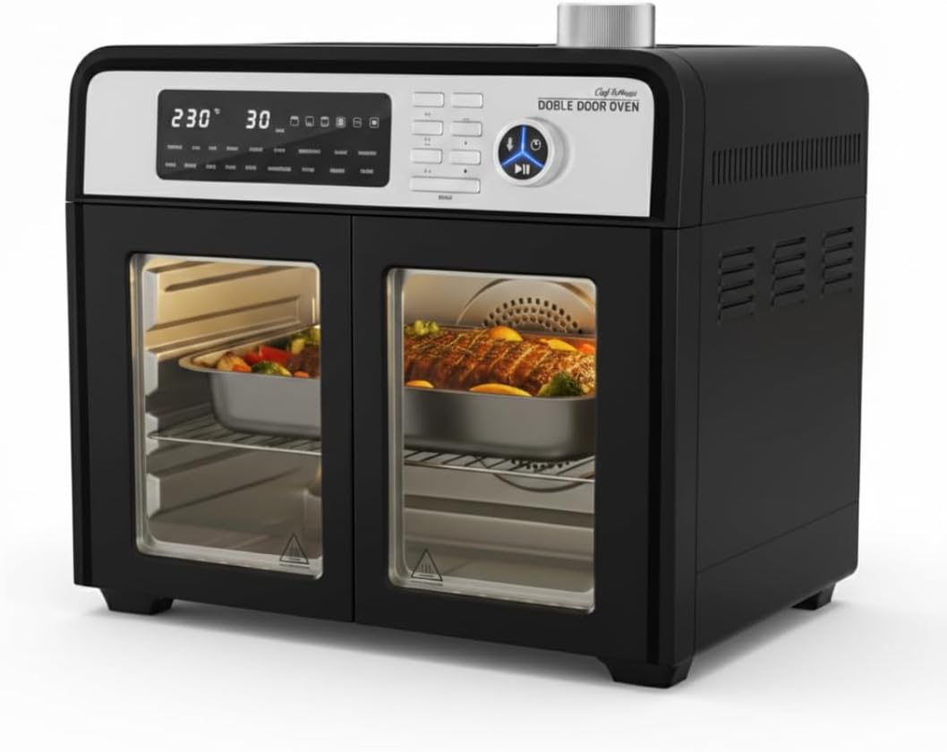 BEST DIRECT déshydrateur alimentaire, 28 L, 1700 W, Noir, STARLYF Doble Door Oven Four Friteuse à Air XXL, Double Porte