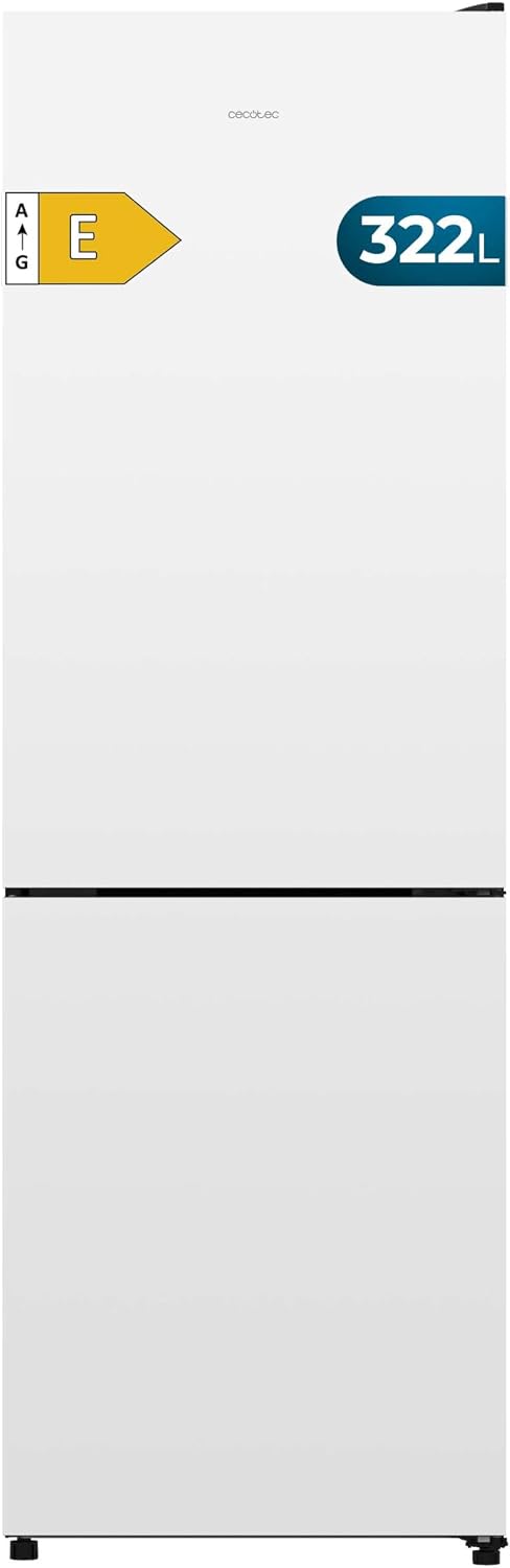 Cecotec réfrigérateur, 322 L, 185 cm, 60 cm, Blanc, Combiné 2 Portes Bolero CoolMarket Combi 322 White E, Hauteur et Largeur