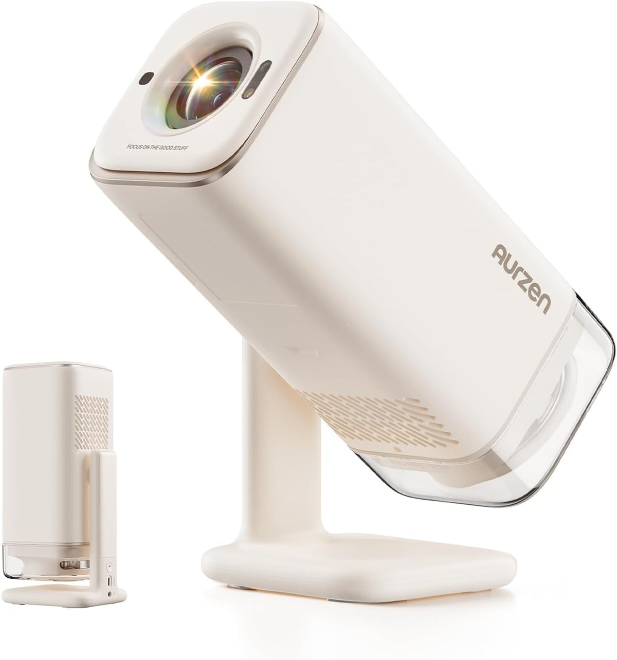 Aurzen téléviseur, Blanc, Boom air Vidéoprojecteur avec Google TV & Netflix, Recharge USB-C, Retroprojecteur Portable d'extérieur