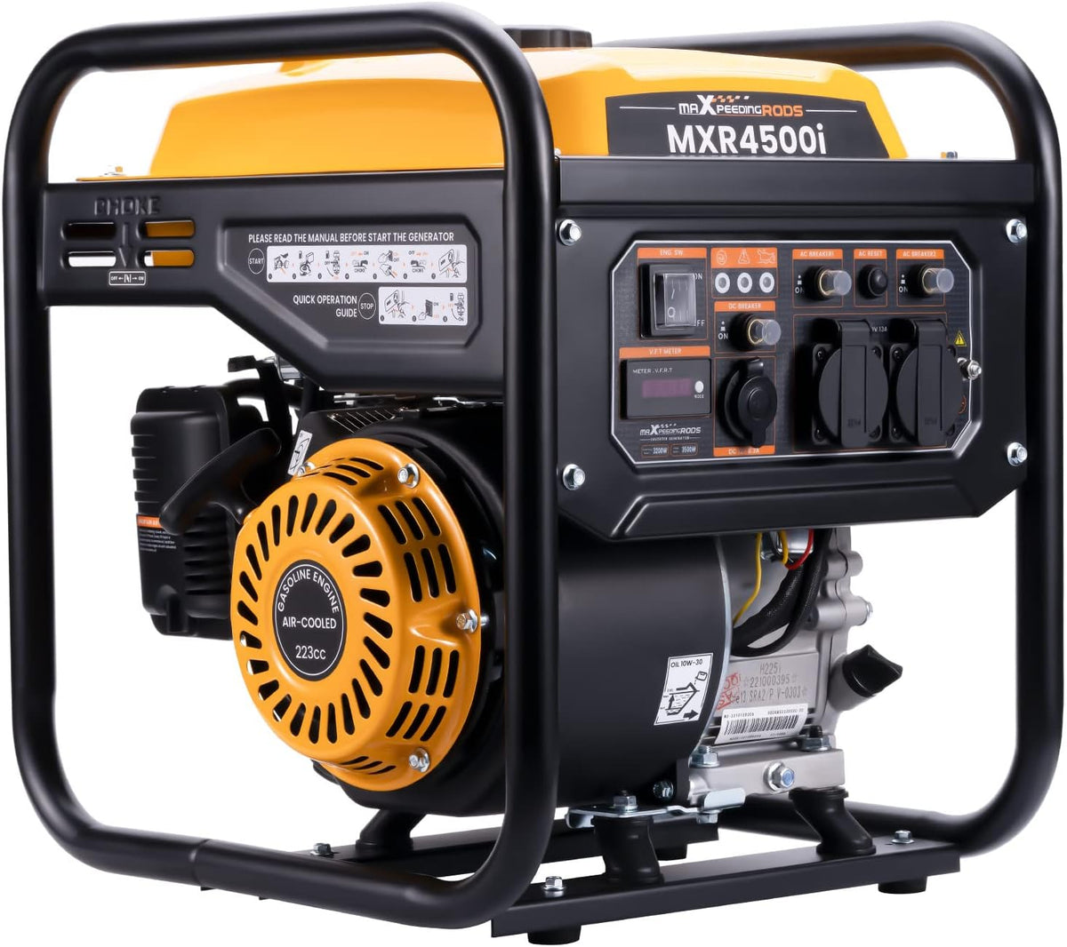 maXpeedingrods groupe électrogène, 3500 W, Noir/Gris, Générateur d'onduleur portable à 4 temps