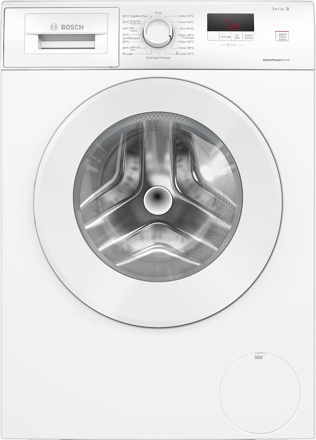 Bosch lave-linge, 1 à 7 kg, 7 kg, Blanc, WGE02406FR Série 2, pose-libre, Option Speed Perfect, 1400 trs/min