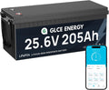 GLCE ENERGY batterie, 25,6 V, 200 Ah, 5120 Wh, Noir/Gris, installations solaires et plus