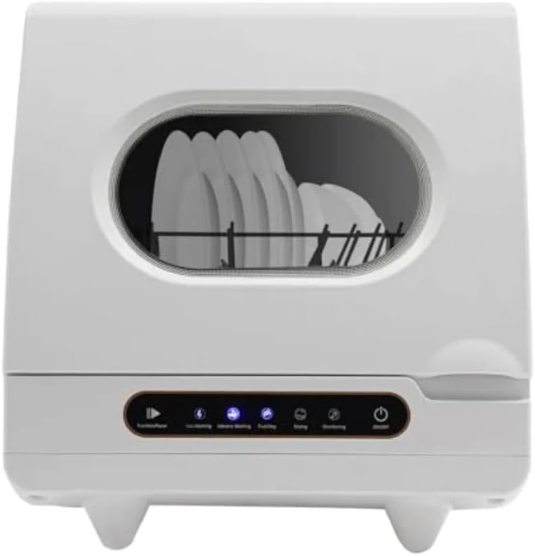 KJUEQ Lave-vaisselle, 460*455*465 mm, 21-40 L, 1200 W, 1200 W, Blanc, de comptoir Portable, Mini avec 12 Sorties de pulvérisation