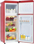 ZHOMGG réfrigérateur, 105,5 × 41 × 45,5 cm, 45 dB, 92 L, 105 cm, 28 Litres, Blanc, Frigo Congélateur Retro à 2 Porte