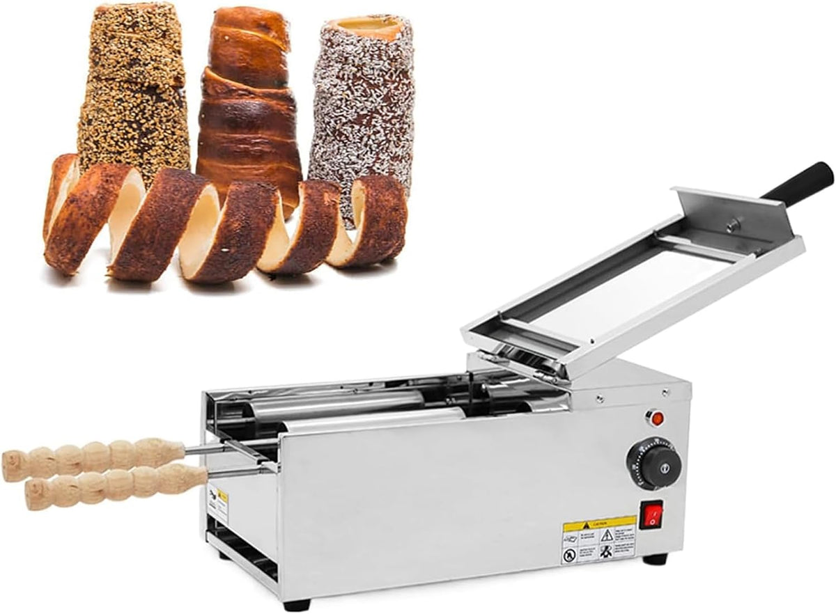 Machine Mini fours, 462 x 240 x 200 mm, Argenté, électrique à Gâteaux Cheminée (chimney Cake) Pour Cônes, Température Réglable De 50 °c à 300 °c
