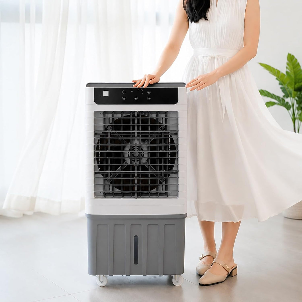 CHBCJJYP fontaine à eau, 38 x 30 x 88 cm, 100 W, 38x30x88 cm, Blanc, Ventilateur Refroidisseur pour Usage Domestique et Professionnel