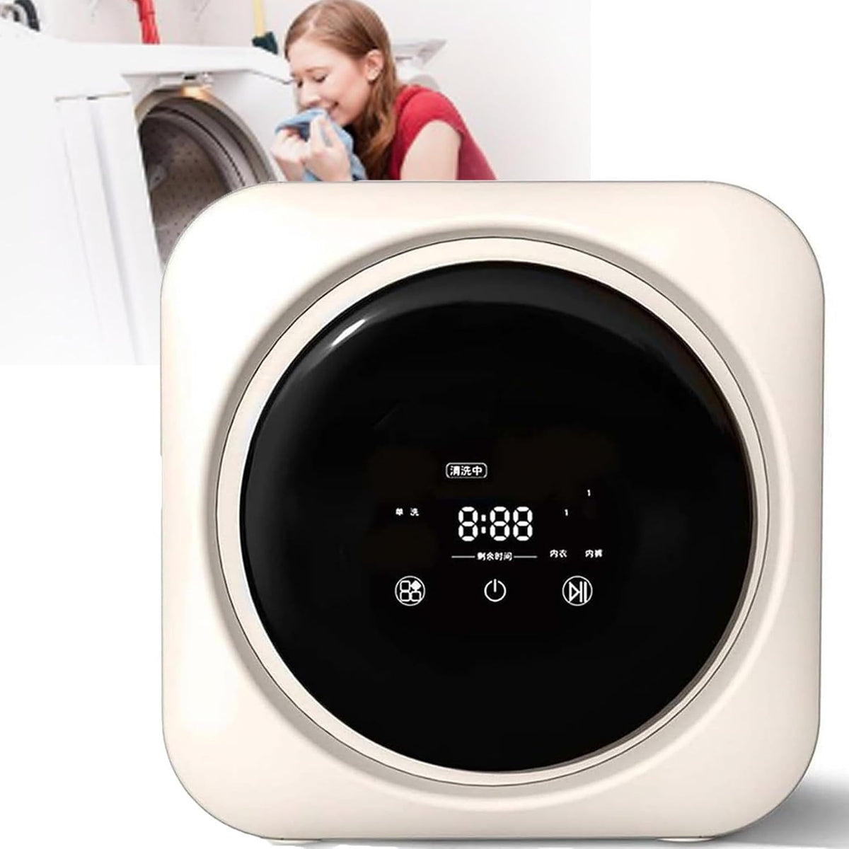 Lave lave-linge, 280 × 280 × 250 mm, 48 décibels, 3 kg, Noir, -linge mural automatique portable, tambour frontal
