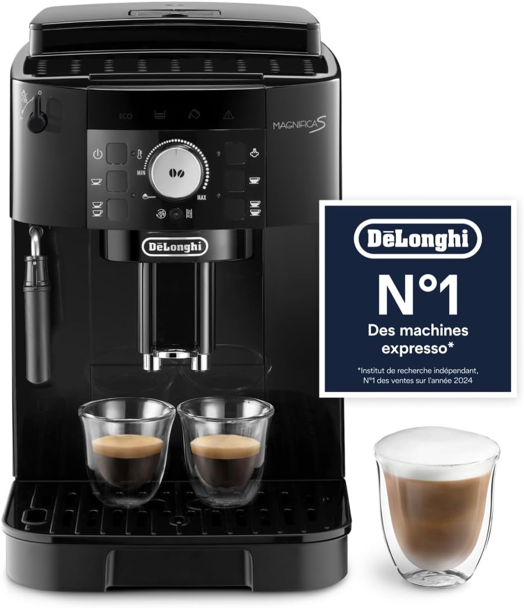De'Longhi machine à café, Noir, Magnifica S - Automatique 2 Boissons, Mousseur à Lait Manuel, Expresso et Cappuccino