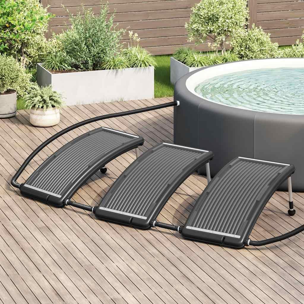 Générique Salon, 110x65 cm, 35.7KG, PEHD, PC, aluminium, Noir, Panneaux de Chauffage Solaire de Piscine courbés 3 pcs