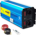 Yinleader convertisseur de tension, 4000 W, 8000 W, 12 V, 230 V, Bleu/Noir, / Onduleur sinusoïdal Pur Télécommande 2 LED Power Inverter 2 Prises