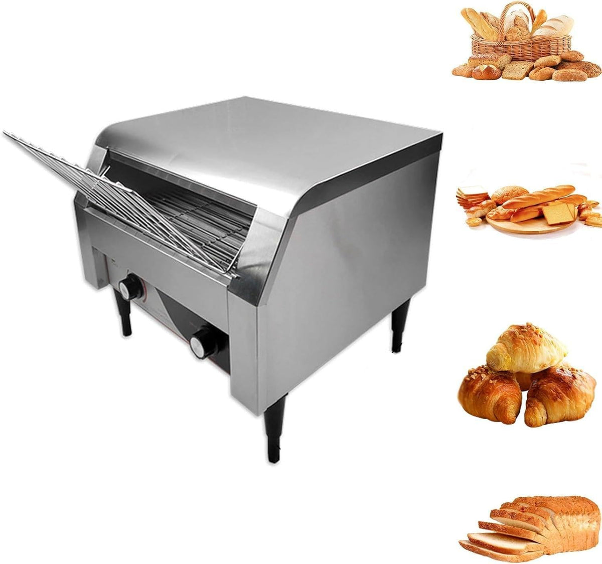 GEHPYYDS Grille-pains, 150, 288 x 418 x 387 mm, 1 340 W, acier, Argenté, four grille-pain en acier, bagels et aliments