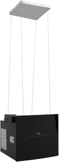 vidaxL Hottes aspirantes, 38 x 37,5 x (35 - 128,5) cm (l x P x H), verre trempé, acier, noir, Hotte îlot avec capteur tactile à LCD en verre trempé
