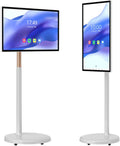 GEJLELDS téléviseur, Noir, intelligent portable avec écran tactile, résolution 1080p, sur roulettes, pied de sol réglable et rotatif à 360°