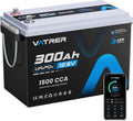 VATRER POWER batterie, 12 V, 300 Ah, Noir/Bleu, LiFePO4 BMS 200A APP Camping-Car Solaire Bateau