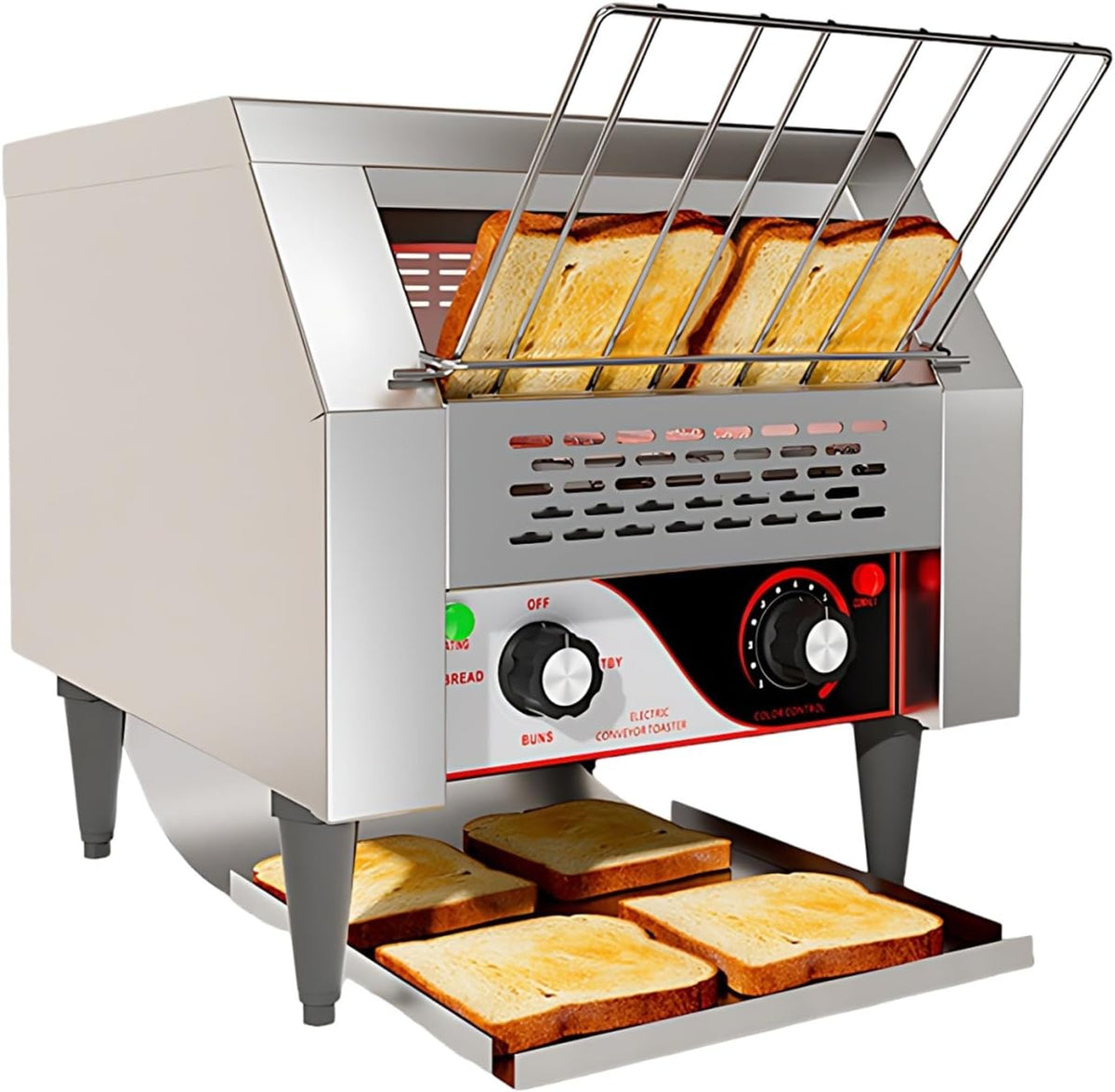Durablesta Fours grille-pain, 110 V/230 V, 2200 W, Argenté, Grille-Pain à Convoyeur Commercial, 10-30 Tranches par Minute