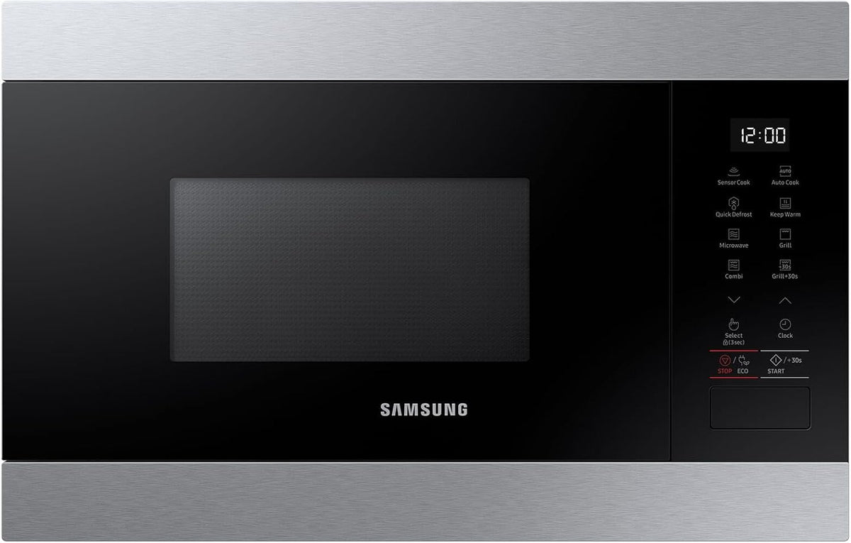 Samsung Micro-ondes multifonctions, 850 W, 22 l, 38 cm, Noir/Argenté, MG22M8274AT/E1 Micro-ondes encastrable avec grill