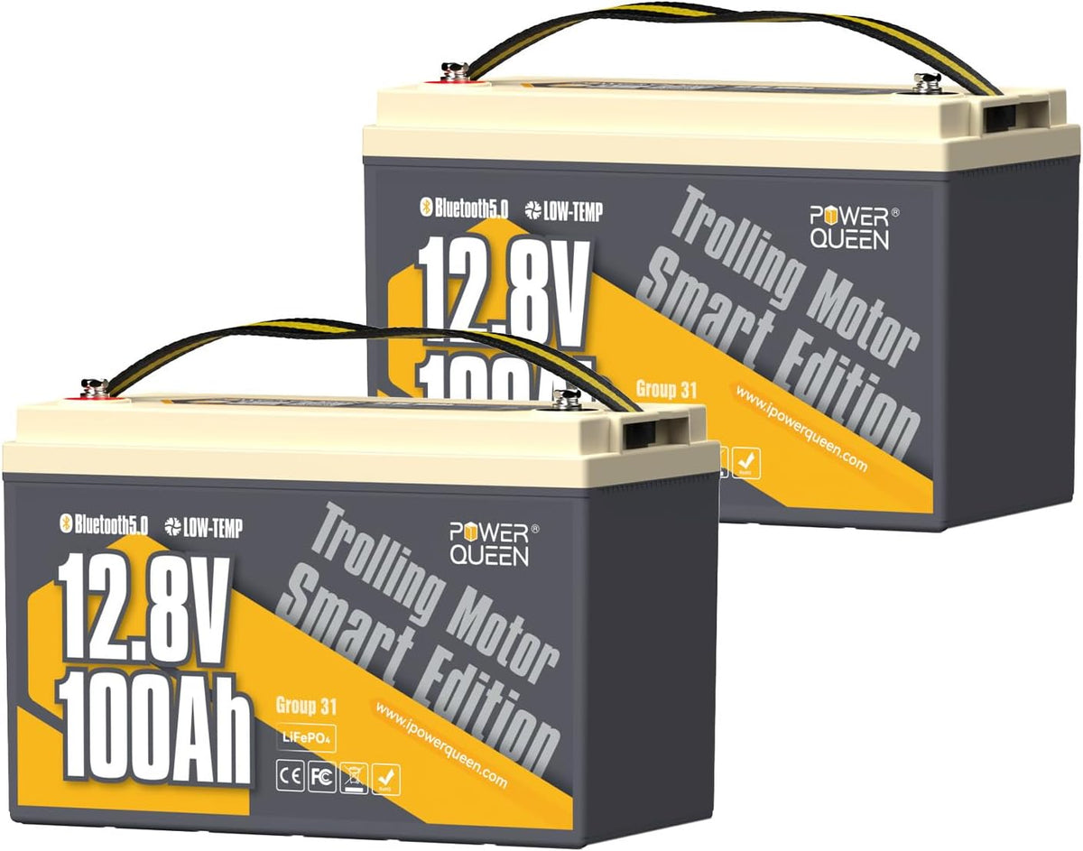power queen batterie, 12 V, 100 Ah, Gris/Beige, Moteurs de Bateau, Système Solaire Domestique, Camping-Cars