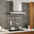 Homgoday hotte aspirante, 90 x 45 x (46-73) cm (L x P x H) : 220-240 V ~, 50-60 Hz., 90 cm, 756 m, acier inoxydable + verre trempé + aluminium