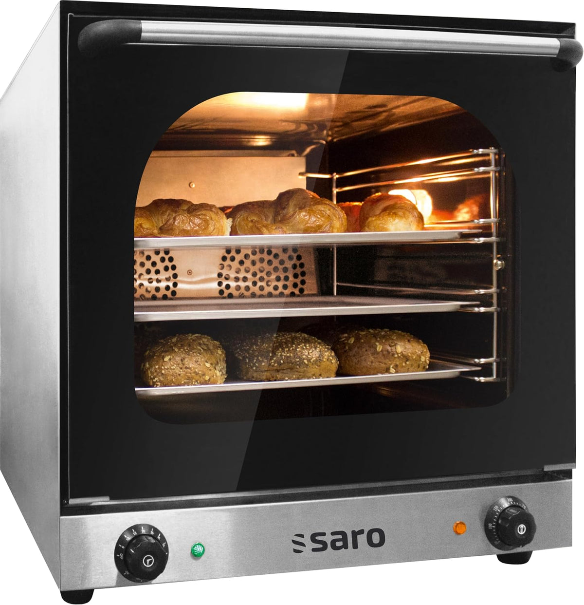 Saro Mini fours, 435 x 315 mm, 2,67 kW, Argenté, - Terni Four à Convection, Corps en Acier Inoxydable, 4 Plaques