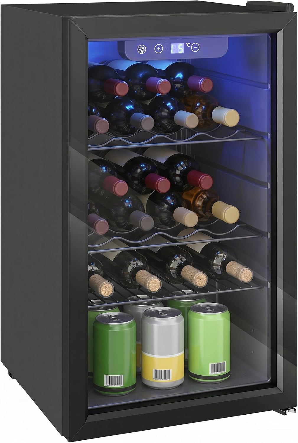 HOMCOM réfrigérateur, 68 L, Noir, Cave à Vin 24 Bouteilles Température Réglable 4-16 °C, à Vin et Boissons