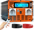 JARXIOKE onduleur, 12 V, 220 V, 4000w, Orange/Gris, 4 A & Port de Type C pour RV Voiture de Camion