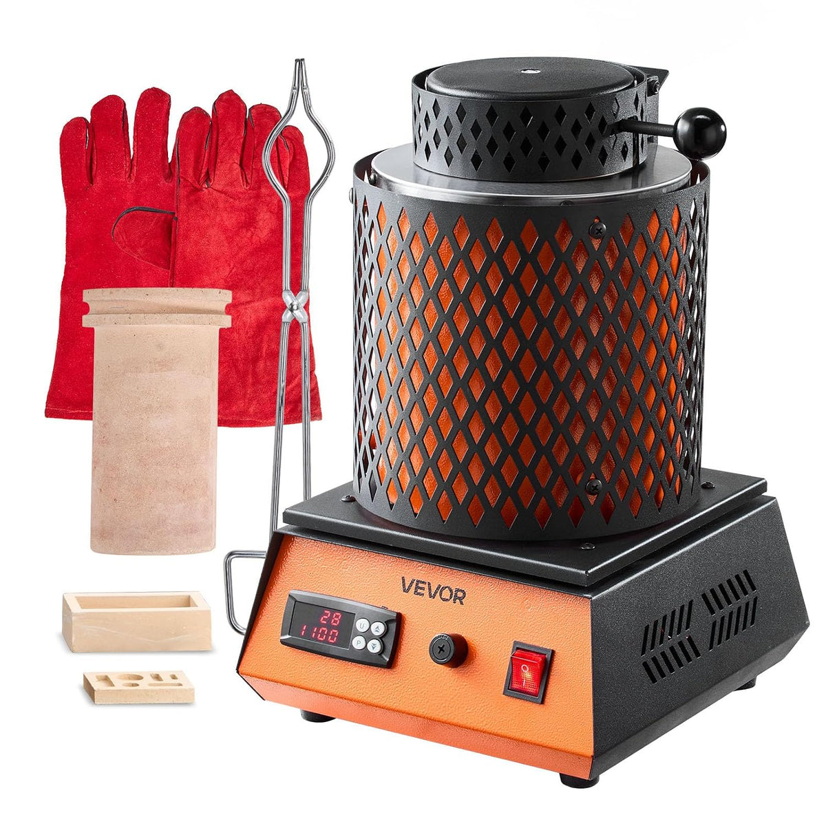 VEVOR Fours, 10,63 x 9,84 x 14,96 pouces / 270 x 250 x 380 mm, 1500 W, 5 kg, Noir/Argenté, Four de Fusion Électrique
