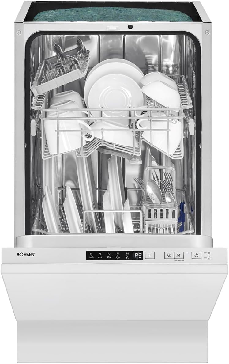 Bomann Lave-vaisselles posables, 60 cm, 47 dB, 11 L, Argenté, Lave-Vaisselle Encastrable GSPE 7420 VI, 14 Couverts