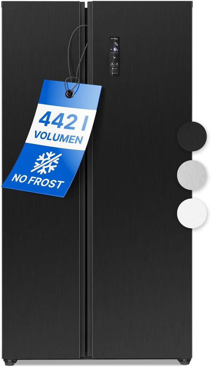 Bomann réfrigérateur, Noir, Congélateur Combiné NoFrost SBS 7344, technologie NoFrost, refroidissement rapide