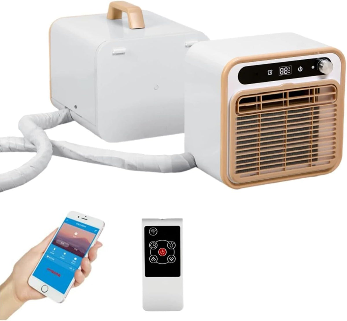 GAOJYLF climatiseur portable, 490 × 288 × 272 mm, 500 W, 110 V, 220–240 V, 5000 BTU, 1500 W, Blanc, tuyau de raccordement de 2 m
