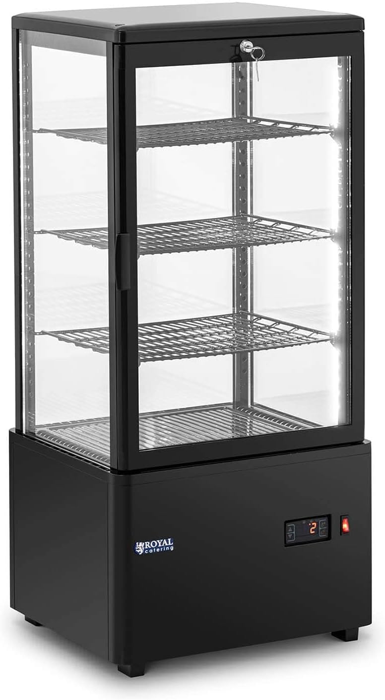 Royal Catering réfrigérateur, 78 l, Noir, Température : 2-10 °C, 4 niveaux, Éclairage LED