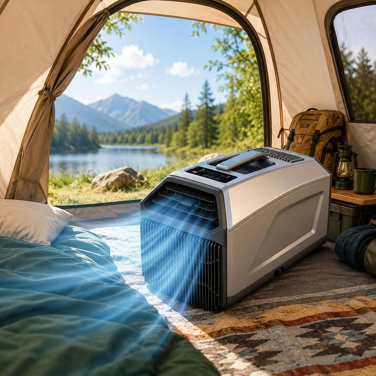 climatiseur portable smafoseedding, 36-49 dB, 5100 Btu, 1500 W, Blanc, Climatiseur Mobile 3 en 1, Idéal pour Le Camping (Tente