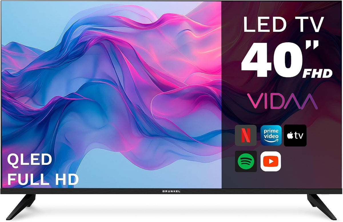 Grunkel téléviseur, 101,6 cm, 20 W, Noir, QLED-4026VD Smart TV QLED (40') Full HD, Système VIDAA, TDT2 + HD Satellite